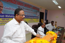 SKU VC Prof.Kuderu Rajagopal addressing during International Yoga Day Celebrations